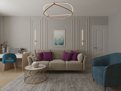 Фото № 5: Дизайн-проект трехкомнатной квартиры 78.28  м² стиль Модернизм для ЖК Московский