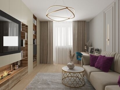 Фото № 6: Дизайн-проект трехкомнатной квартиры 78.28  м² стиль Модернизм для ЖК Московский