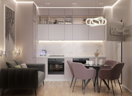 Фото № 5: Дизайн-проект двухкомнатной квартиры 45.0  м² стиль Модернизм для ЖК Малахит