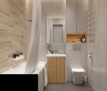 Фото № 3: Дизайн-проект двухкомнатной квартиры 45.0  м² стиль Модернизм для ЖК Малахит