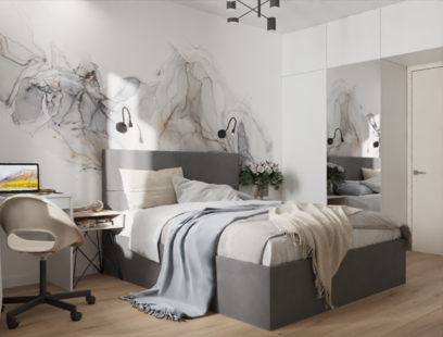 Фото № 1: Дизайн-проект двухкомнатной квартиры 53.92  м² стиль Модернизм для ЖК Московский