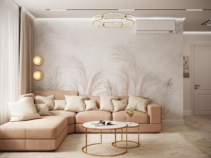 Фото № 2: Дизайн-проект двухкомнатной квартиры 46.37  м² Стиль Современная классика для ЖК Волжский парк