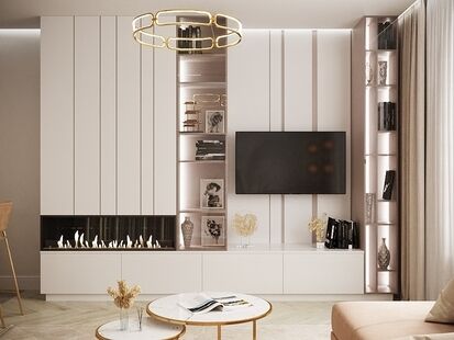 Фото № 6: Дизайн-проект двухкомнатной квартиры 46.37  м² Стиль Современная классика для ЖК Волжский парк