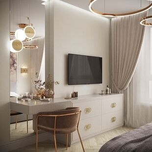 Фото № 5: Дизайн-проект двухкомнатной квартиры 46.37  м² Стиль Современная классика для ЖК Волжский парк