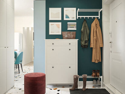 Фото № 1: Дизайн-проект однокомнатной квартиры 34.45  м² Современный стиль для ЖК Квартал Европа