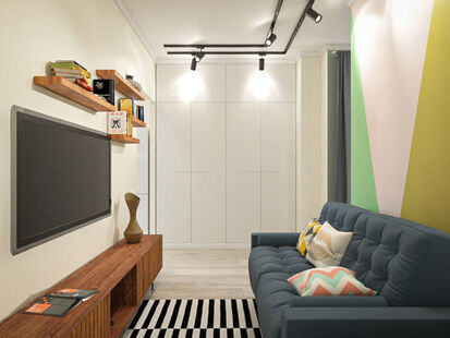 Фото № 4: Дизайн-проект однокомнатной квартиры 34.45  м² Современный стиль для ЖК Квартал Европа