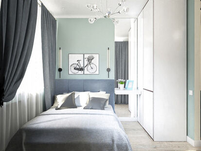 Фото № 2: Дизайн-проект однокомнатной квартиры 34.45  м² Современный стиль для ЖК Квартал Европа