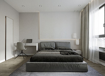 Фото № 4: Дизайн-проект трехкомнатной квартиры 55.6  м² Современный стиль для ЖК Селигер Сити