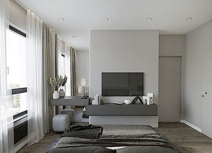 Фото № 6: Дизайн-проект трехкомнатной квартиры 55.6  м² Современный стиль для ЖК Селигер Сити