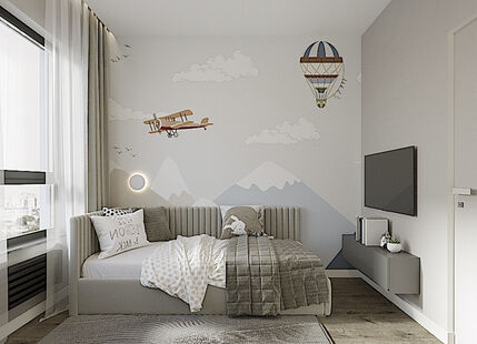 Фото № 2: Дизайн-проект трехкомнатной квартиры 55.6  м² Современный стиль для ЖК Селигер Сити