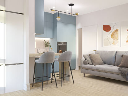 Фото № 1: Дизайн-проект трехкомнатной квартиры 67.7  м² Современный стиль для ЖК Новые Черемушки