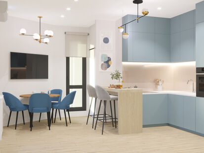 Фото № 4: Дизайн-проект трехкомнатной квартиры 67.7  м² Современный стиль для ЖК Новые Черемушки