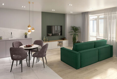 Фото № 6: Дизайн-проект двухкомнатной квартиры 68.3  м² Современный стиль для ЖК Западный луч