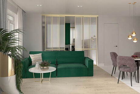 Фото № 5: Дизайн-проект двухкомнатной квартиры 68.3  м² Современный стиль для ЖК Западный луч