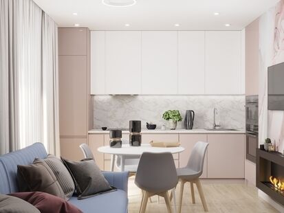 Фото № 3: Дизайн-проект однокомнатной квартиры 26.38  м² Современный стиль для ЖК в г. Дзержинск