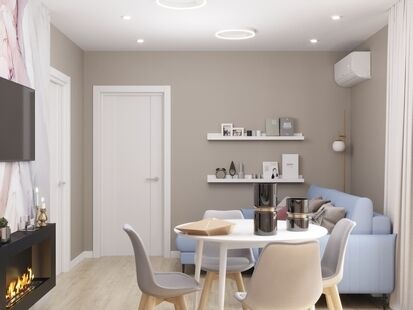 Фото № 4: Дизайн-проект однокомнатной квартиры 26.38  м² Современный стиль для ЖК в г. Дзержинск