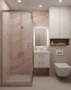 Фото № 2: Дизайн-проект однокомнатной квартиры 26.38  м² Современный стиль для ЖК в г. Дзержинск