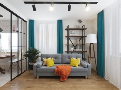 Фото № 4: Дизайн-проект двухкомнатной квартиры 67.6  м² Стиль Фьюжн для ЖК Инновация