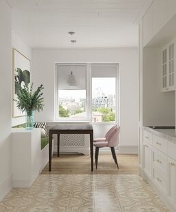 Фото № 6: Дизайн-проект трехкомнатной квартиры 68.6  м² Современный стиль для ЖК Плодово-Ягодный