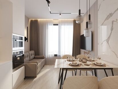 Фото № 5: Дизайн-проект двухкомнатной квартиры 44.2  м² стиль Модернизм для ЖК Discovery