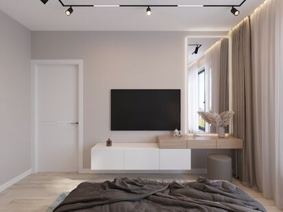 Фото № 2: Дизайн-проект двухкомнатной квартиры 44.2  м² стиль Модернизм для ЖК Discovery