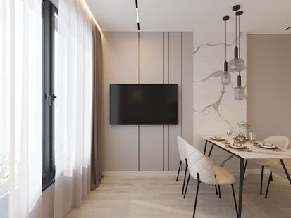 Фото № 6: Дизайн-проект двухкомнатной квартиры 44.2  м² стиль Модернизм для ЖК Discovery