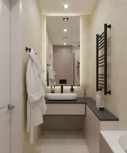 Фото № 4: Дизайн-проект двухкомнатной квартиры 44.2  м² стиль Модернизм для ЖК Discovery