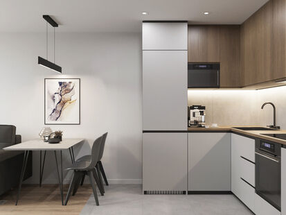 Фото № 1: Дизайн-проект двухкомнатной квартиры 35.64  м² Стиль Минимализм для ЖК Белая Дача Парк