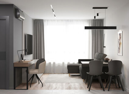 Фото № 4: Дизайн-проект двухкомнатной квартиры 35.64  м² Стиль Минимализм для ЖК Белая Дача Парк