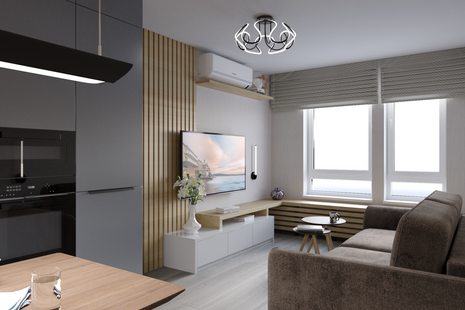 Фото № 6: Дизайн-проект трехкомнатной квартиры 66.86  м² Скандинавский стиль для ЖК Михайловский Парк