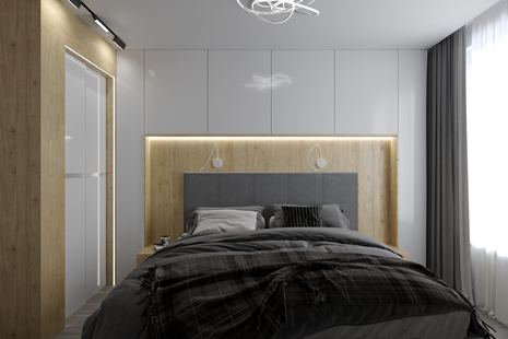 Фото № 3: Дизайн-проект трехкомнатной квартиры 66.86  м² Скандинавский стиль для ЖК Михайловский Парк