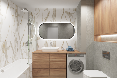 Фото № 5: Дизайн-проект трехкомнатной квартиры 66.86  м² Скандинавский стиль для ЖК Михайловский Парк