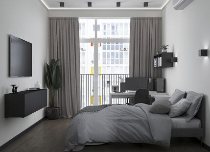 Фото № 5: Дизайн-проект однокомнатной квартиры 41.08  м² Современный стиль для ЖК Vitality