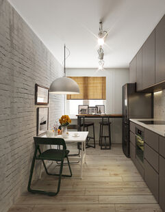 Фото № 1: Дизайн-проект однокомнатной квартиры 39.98  м² Стиль Лофт для ЖК Московский