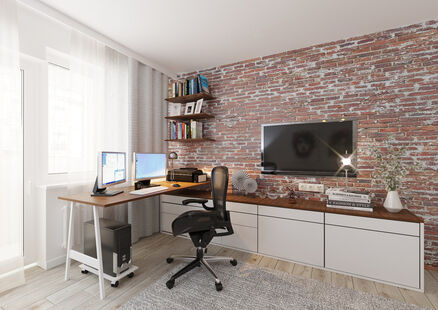 Фото № 4: Дизайн-проект однокомнатной квартиры 39.98  м² Стиль Лофт для ЖК Московский