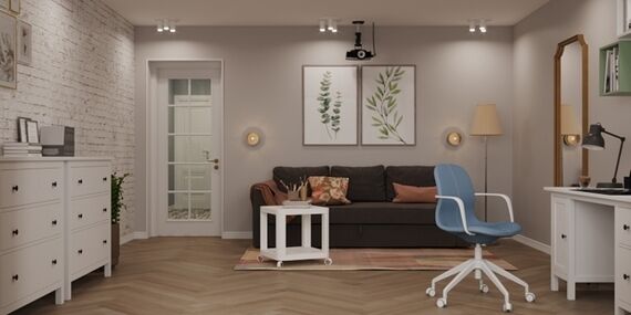 Фото № 1: Дизайн-проект двухкомнатной квартиры 61.0  м² стиль Модернизм для ЖК Московский