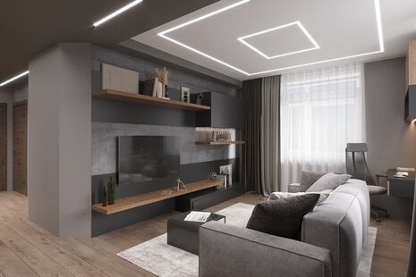 Фото № 1: Дизайн-проект четырехкомнатной квартиры 84.2  м² Современный стиль для ЖК Оранж Парк