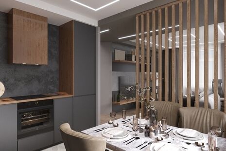 Фото № 2: Дизайн-проект четырехкомнатной квартиры 84.2  м² Современный стиль для ЖК Оранж Парк