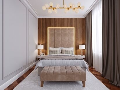 Фото № 1: Дизайн-проект однокомнатной квартиры 36.6  м² стиль Современная классика для ЖК Новый город