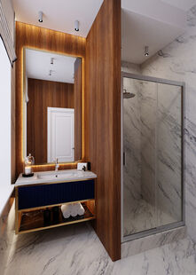 Фото № 2: Дизайн-проект однокомнатной квартиры 36.6  м² стиль Современная классика для ЖК Новый город