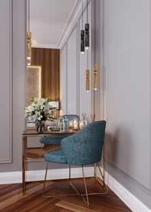 Фото № 3: Дизайн-проект однокомнатной квартиры 36.6  м² стиль Современная классика для ЖК Новый город