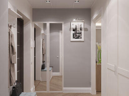 Фото № 3: Дизайн-проект однокомнатной квартиры 35.6  м² Скандинавский стиль для ЖК Соседи 2