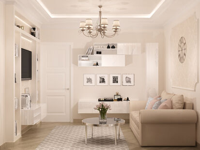 Фото № 4: Дизайн-проект двухкомнатной квартиры 60.2  м² стиль Современная классика для ЖК Новый город