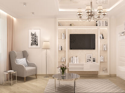 Фото № 1: Дизайн-проект двухкомнатной квартиры 60.2  м² стиль Современная классика для ЖК Новый город