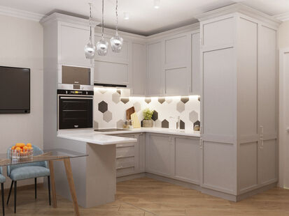 Фото № 3: Дизайн-проект двухкомнатной квартиры 60.2  м² стиль Современная классика для ЖК Новый город