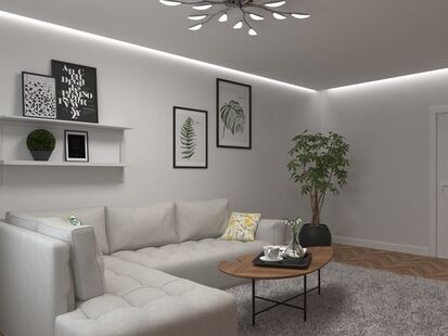 Фото № 5: Дизайн-проект двухкомнатной квартиры 53.1  м² Скандинавский стиль для ЖК Серебряные звоны-2