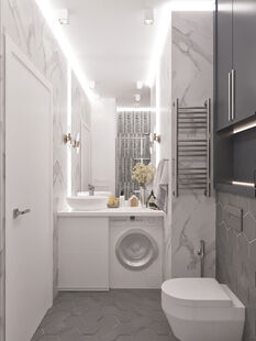 Фото № 6: Дизайн-проект двухкомнатной квартиры 57.3  м² стиль Минимализм для ЖК Виктори Парк