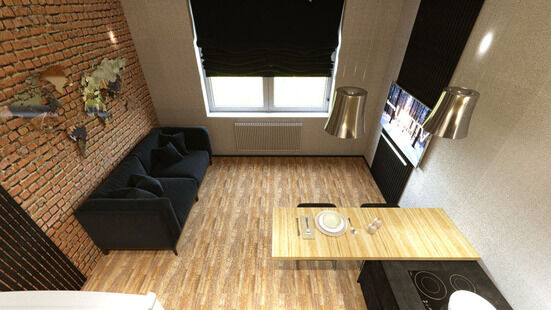 Фото № 1: Дизайн-проект трехкомнатной квартиры 92.2  м² стиль Лофт для ЖК Центральный