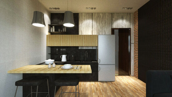 Фото № 4: Дизайн-проект трехкомнатной квартиры 92.2  м² стиль Лофт для ЖК Центральный