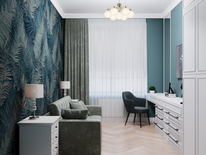 Фото № 2: Дизайн-проект пятикомнатной квартиры 110.81  м² стиль Современная классика для ЖК Молодая семья